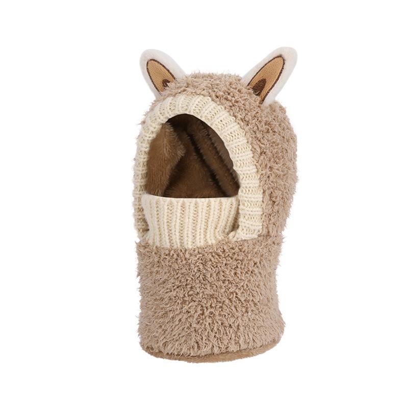 Kinderhut Cartoon Schal Integrierte Strickmütze Winter Outdoor Plüsch Warme Ohrenschutzkappe