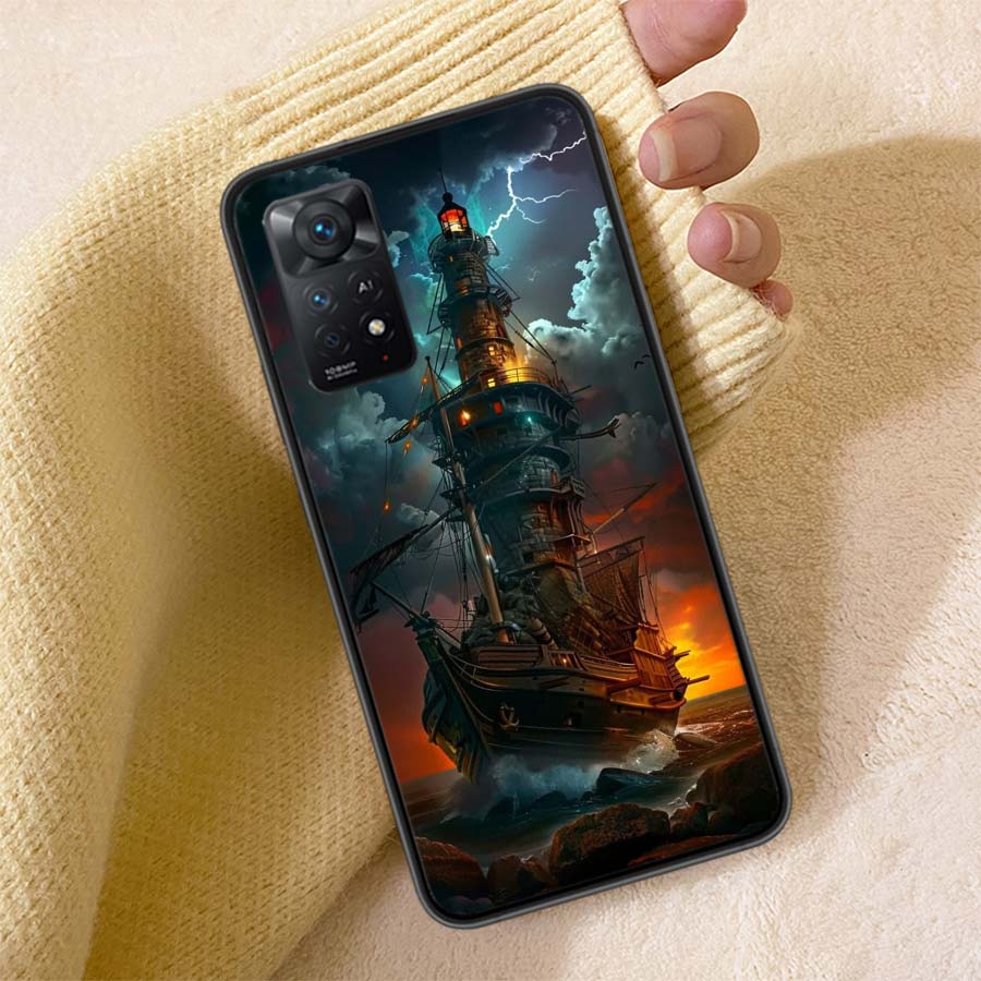 Lighthouse Phone Case For Redmi Note 13 14 15 Pro Plus 12 13C 12C 15C 9 10 10C 9T 9C 9A TPU Soft Cover Clear Cell Cases Shockpro