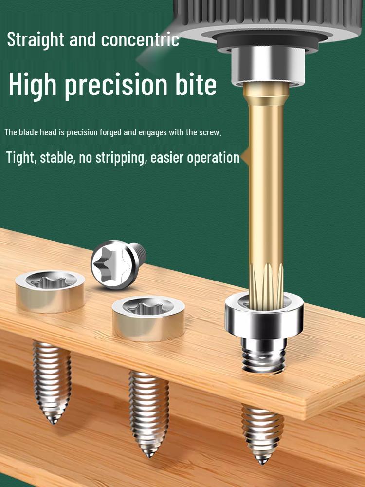 Plum Blossom Hexagon Gold Bit Set: T5-T20 Electric Screwdriver Tips