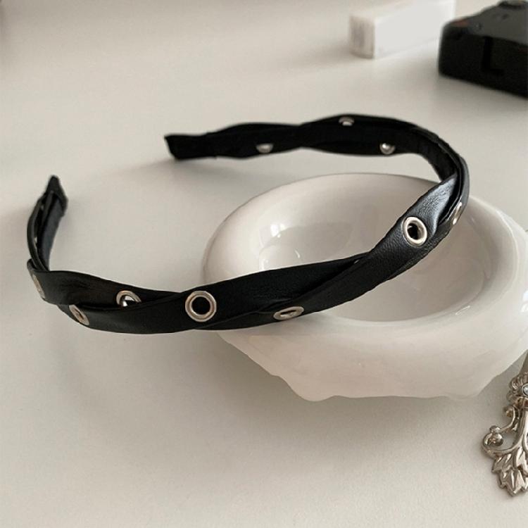 Spa Headband Twisted Leather Hairband Woman Makeup PU Leather Rock Headband