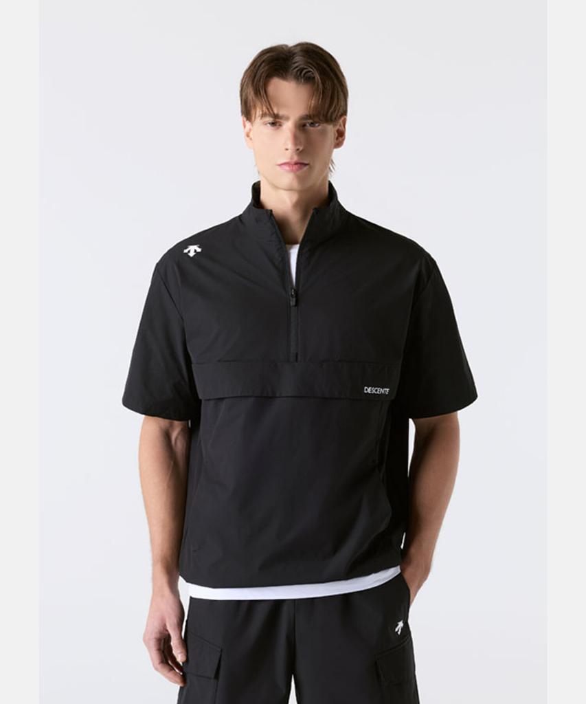DESCENTE Stretch Woven Short Sleeve Anorak Black Sr223Uan44