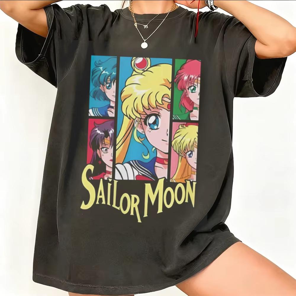 Sailor Moon Retro 90s Anime Graphic T Shirt 2026 Summer Unisexs Clothing Women Tee Streetwear Casual Trend Couple Hip Hop Top