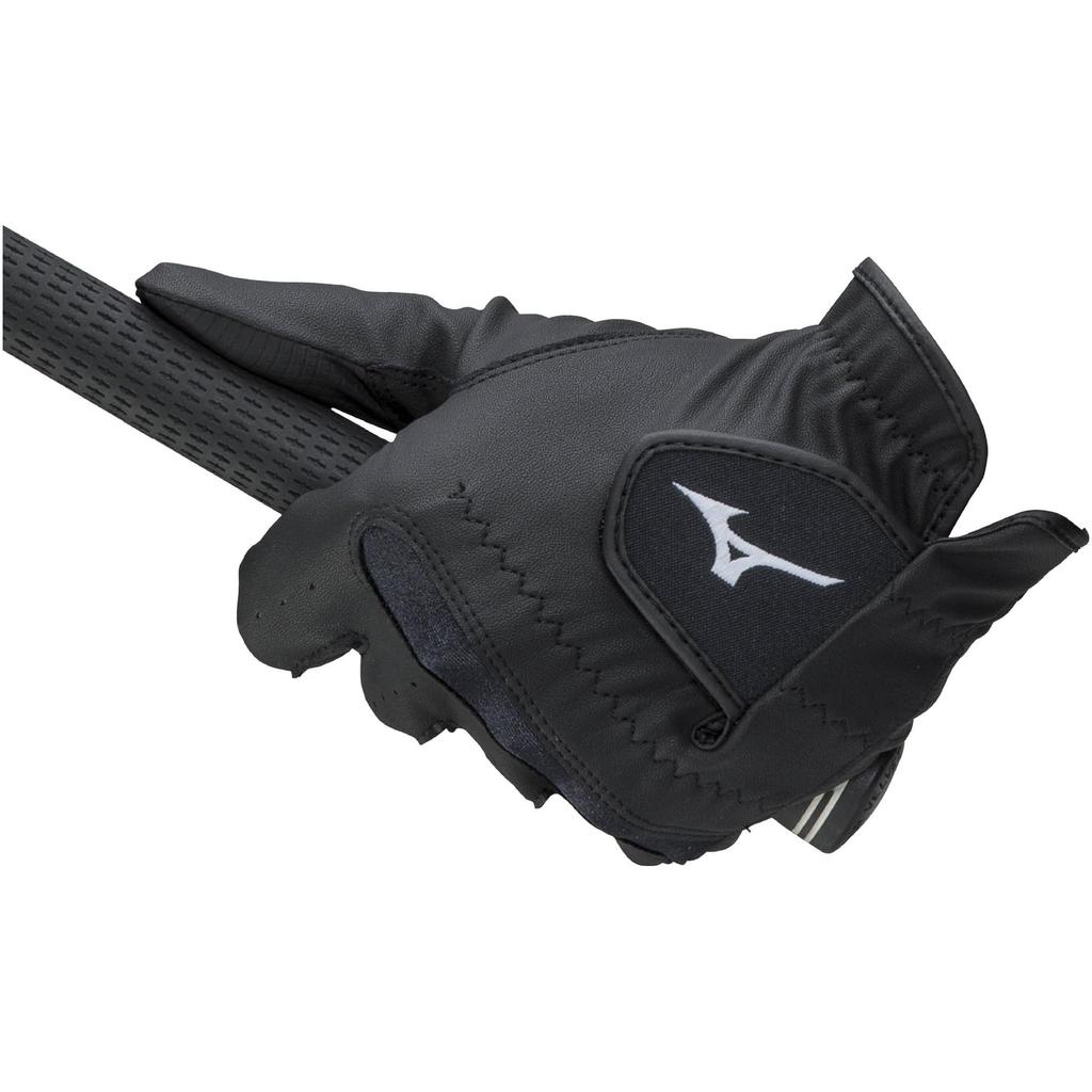 MIZUNO RV Golf Synthetic Synthetic Leather and Synthetic 5MJML353 Gloves, Men's, Left-Handed, Palm Leather, Back Fiber, Black, 23cm,