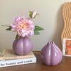 Purple Peony Artificial Flower In High-End Ceramic Vase for Luxury Living Room or Bedside Table Decoration.