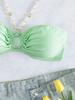 2024 Sexy einfarbiger Neckholder-Bikini mit Kettendetails - Europäische & Amerikanische Damen-Bademode