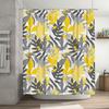 Stylish Yellow Gray Floral Shower Curtain Modern Bathroom Decor for Home Kitchen or Bath Waterproof Fabric with Hook Rings Set