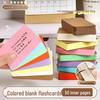 Portable Rectangular Kraft Paper Cards with Handwritten English Words and Ring Buckle