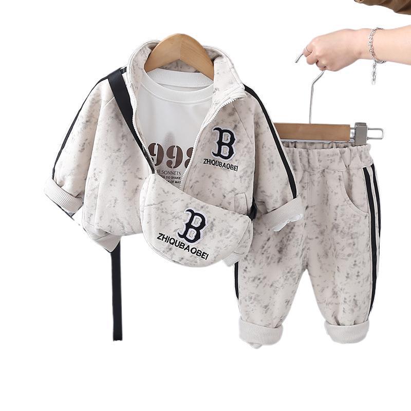 Kids' Trendy Spring & Autumn Sportswear Set - Boys & Girls Fashionable Three-Piece Outfit