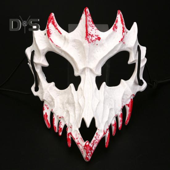 Half Face Mask Horror Halloween Costume Props Animal Skeleton Blood Mask with Elastic Straps for Halloween Cosplay Carnivals Masquerades