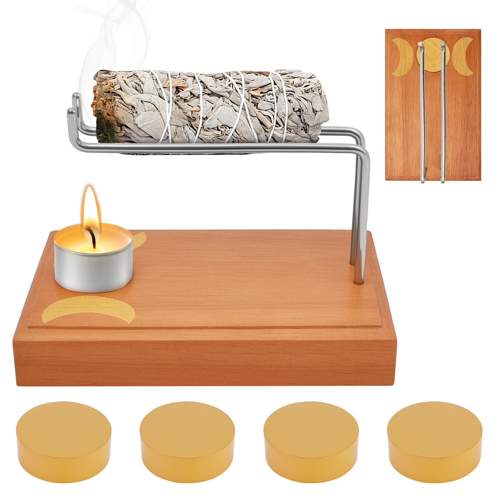 

Natural Wood Palo Santo Incense Holder Multifunctional Sage Candle Burner Incense Sticks Storage Tray For Yoga Meditation Spiritual Relaxation Thanksg коричневый