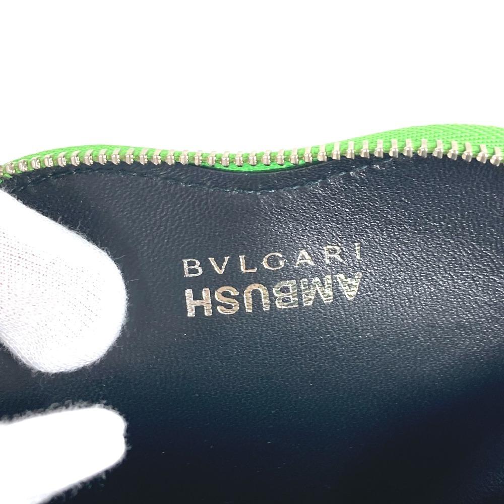 BVLGARI AMBUSH Logo Heart Wallet Coin Compartment coin purse Leather Green