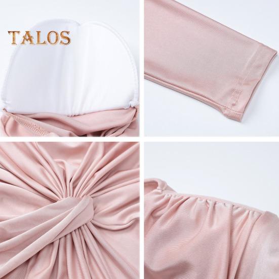 Abito da Sera da Donna Pieghettato Decorazione Nodo Vestibilità Slim Girocollo Chiusura con Cerniera sul Retro Lunghezza Totale Matrimonio Festa Ballo Abito Lungo