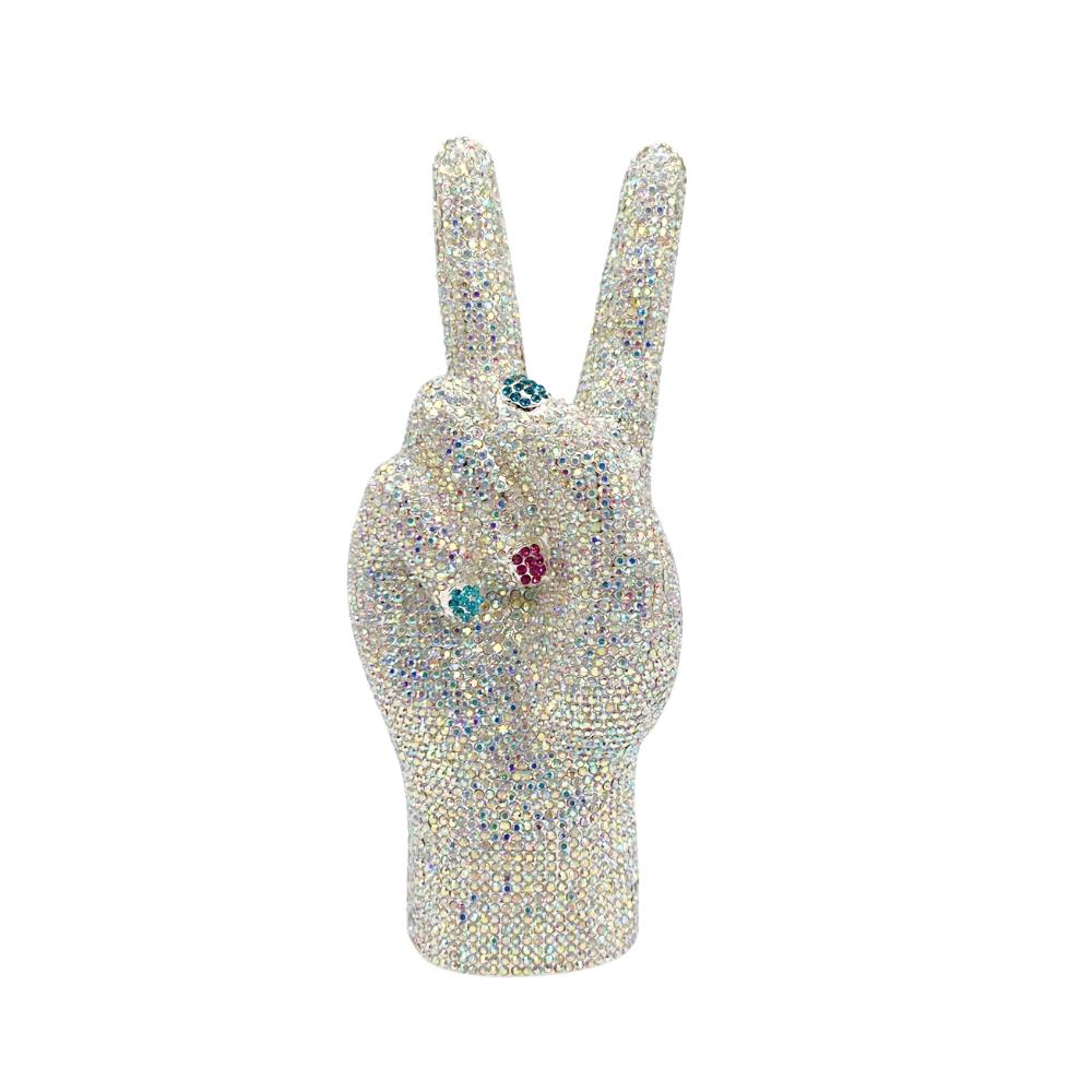 

Victory Hand Diamond Evening Bags Clutches WHTUOHENG Crystal Purses Wedding Bride Handbags Rhinestones Party Shinny Purse Bag 22.5cmX8.5cmX7cm