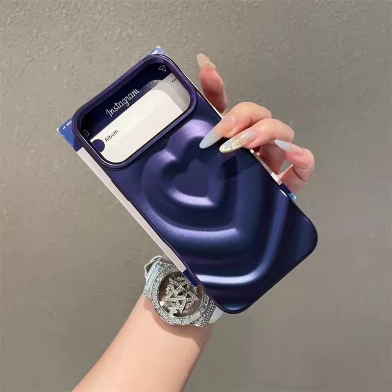 Fashion 3D Love Heart Candy Color Phone Case for iPhone 17 Air 16E 15 14 13 12 11 Pro Max Ripple Ultra Slim Shockproof Ins Cover
