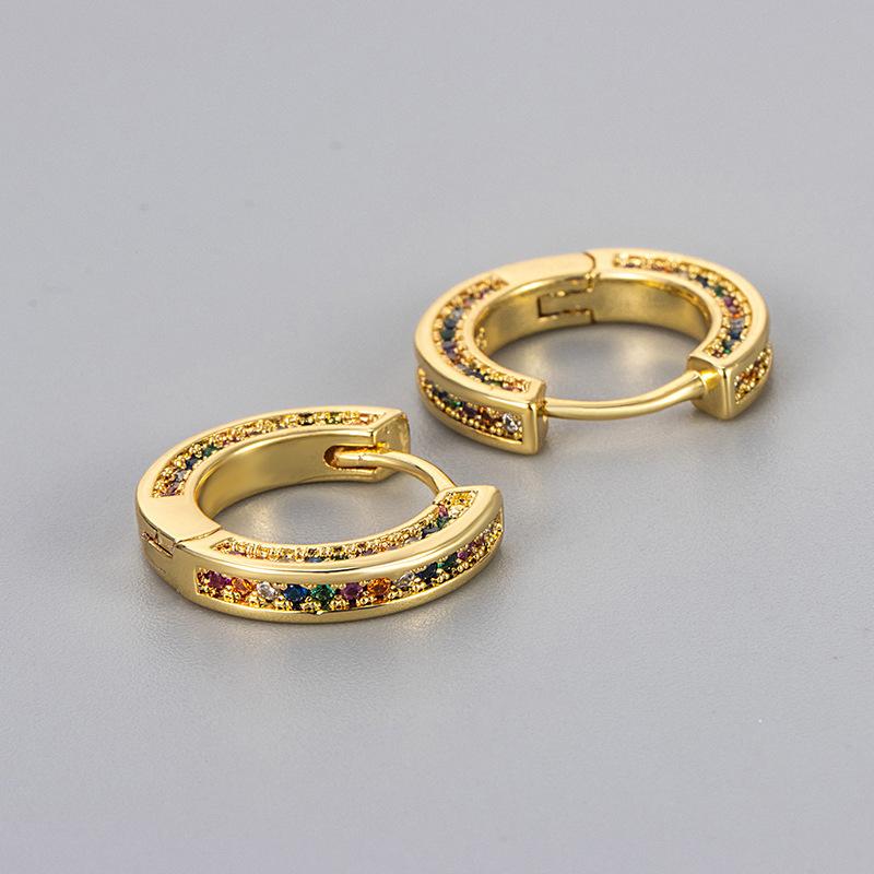 Colorful Zircon Huggie Earrings For Women Niche Luxury Rhinestone Hoops Versatile Dainty Ear Jewelry