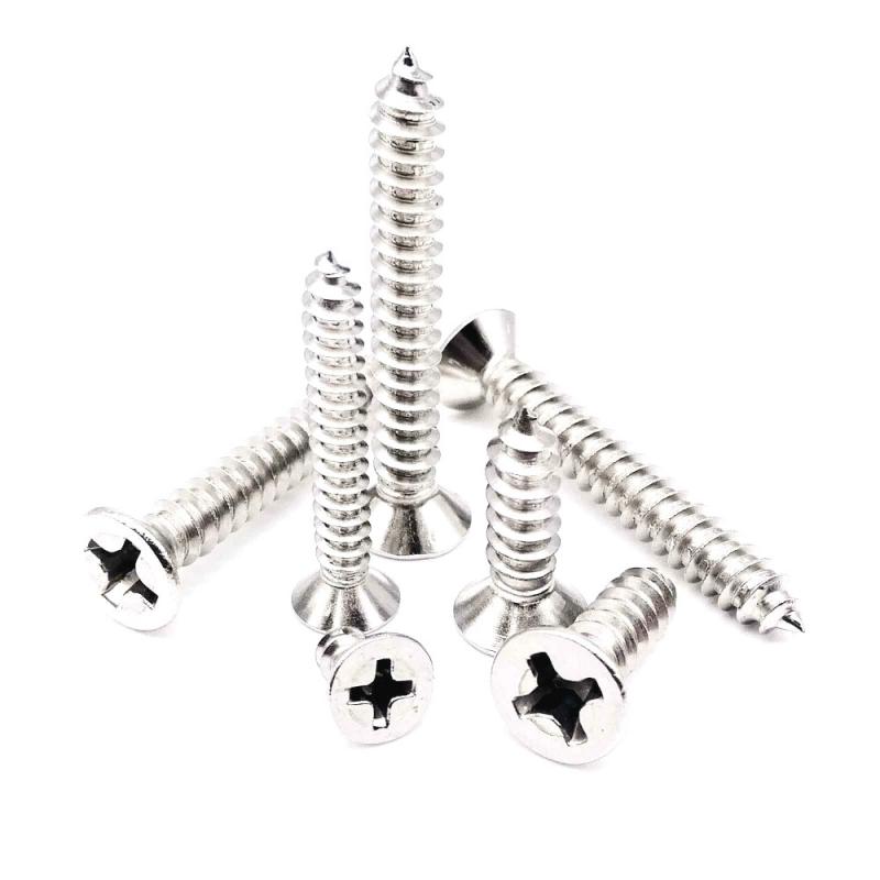 

100 pcs Bronze/Golden/Silver Self Tapping Wood Screw Assortment Kit Flat head Thread Nail Screw Fastener Wood Furniture Screws 3x8mm срібний