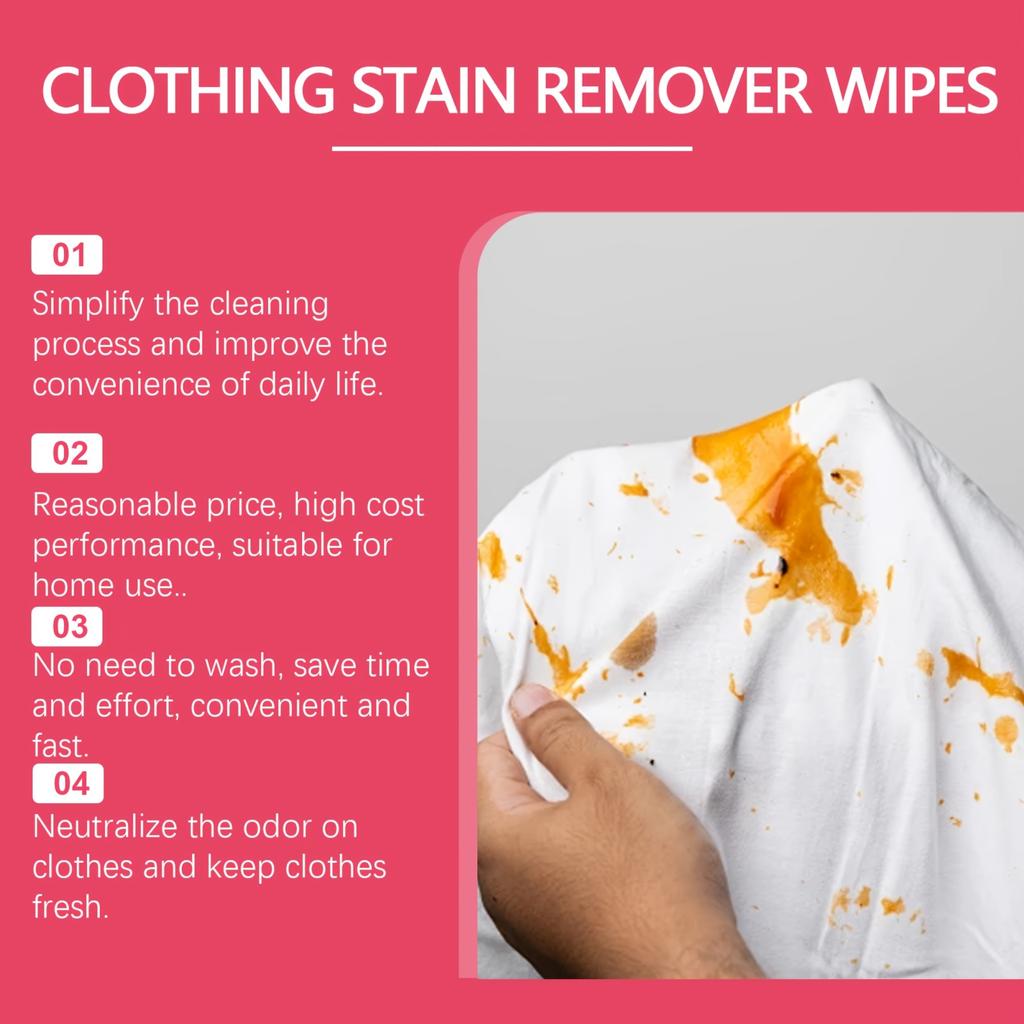 Gentle Laundry Stain Remover Wipes Quick Dissolving Formula for Clothes Portable Cleaning Wipes for Home Office Travel Daily Use No Damage To Fabric