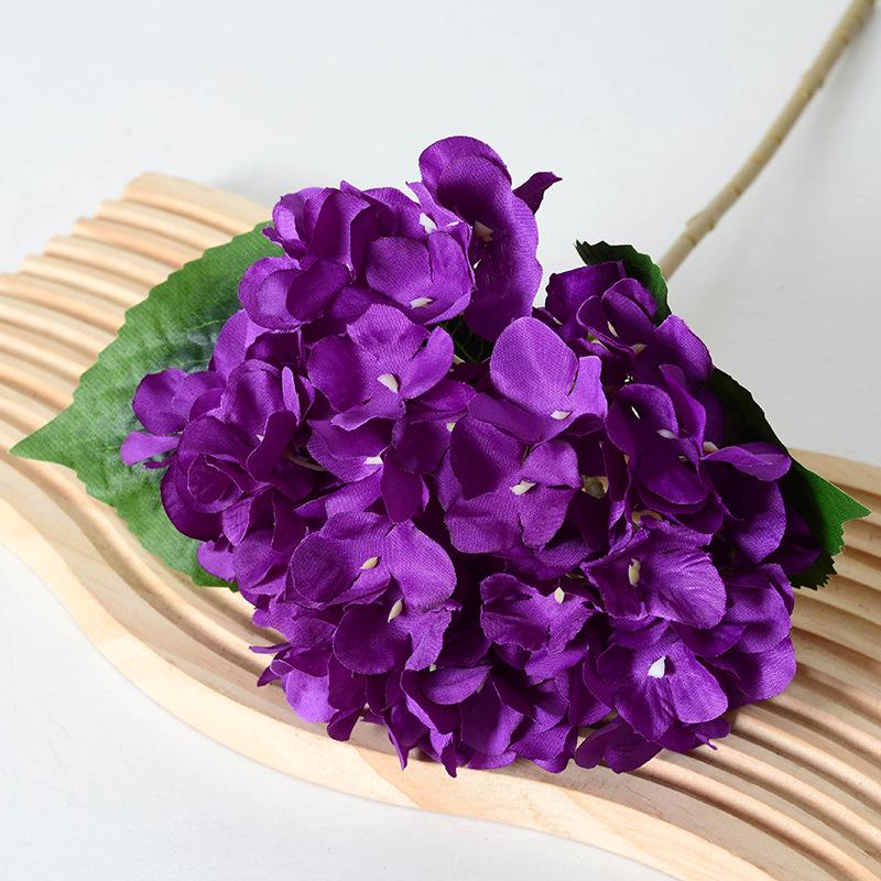 Artificial Hydrangea Single Stem with Leaves - Fake Flower for Wedding, Home, and Photography Decor