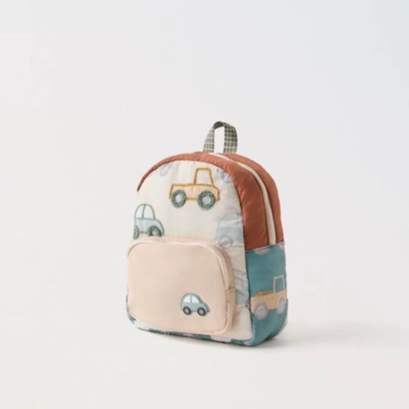 New Stylecartooncar Pattern Embroidered Children's Backpack Fashionable and Versatile Kindergarten School Bag for Boys and Girls