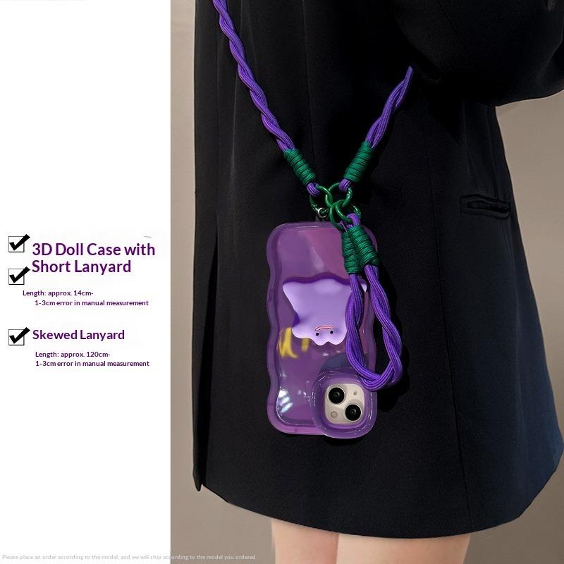 

Monster Doll for Iphone16 IPhone Case 15 Double Bracket 14 Oblique Span Lanyard 13 Silicone 17 Simple iPhone XS Max