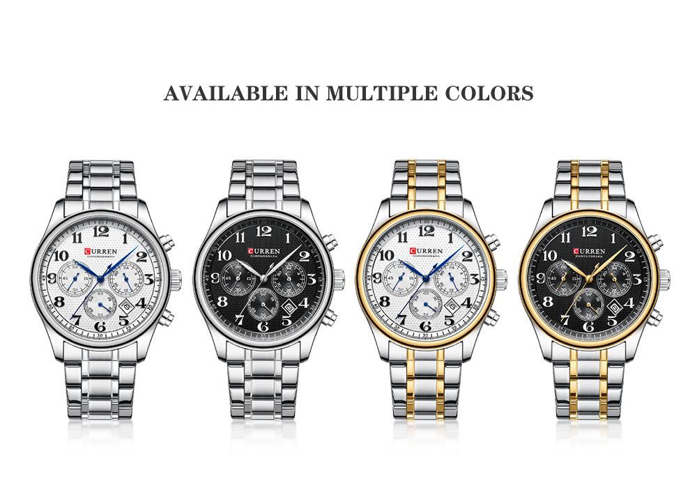 CURREN 8466 Men's Multifunctional Steel Chronograph Quartz Watch