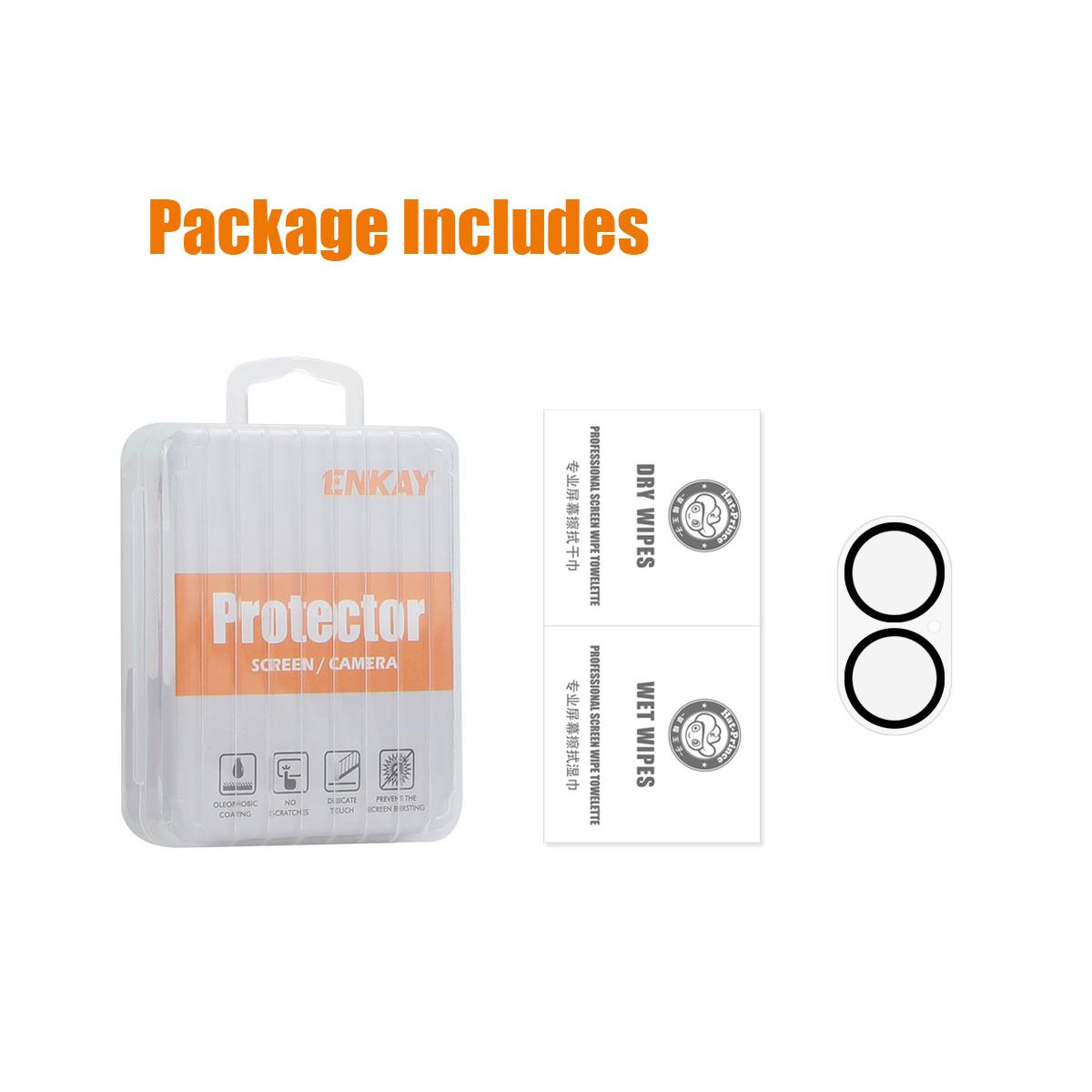 

ENKAY HAT PRINCE For iPhone 16/16 Plus Camera Lens Protector Tempered Glass Lens Film,Black Ring Type A