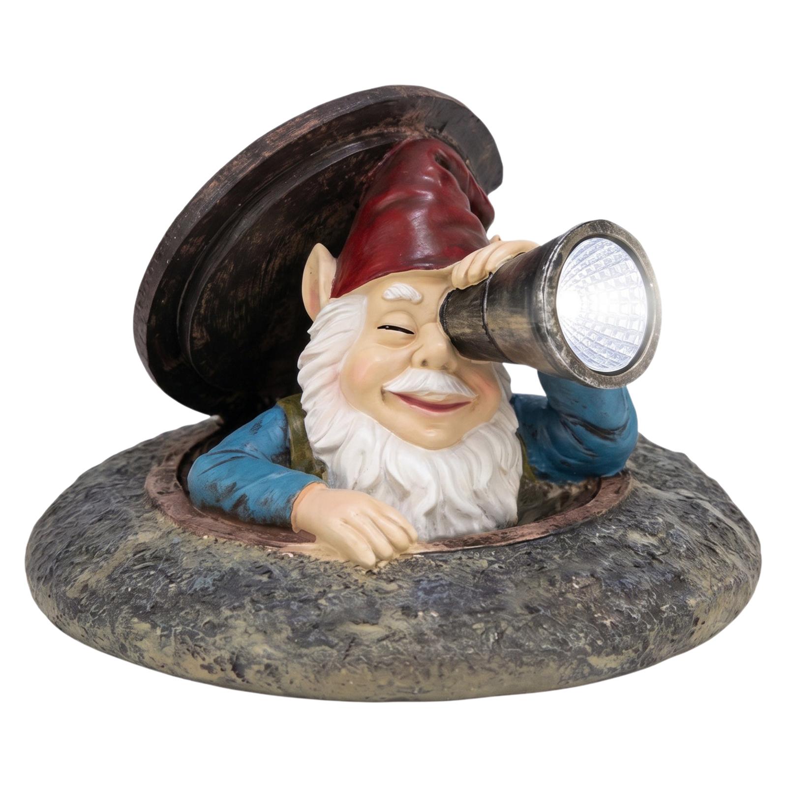 Solar Funny Garden Ornament with Solar Light Resin Ornament Cute Figurine Light for Yard Lawn Porch Balcony Patio Decor