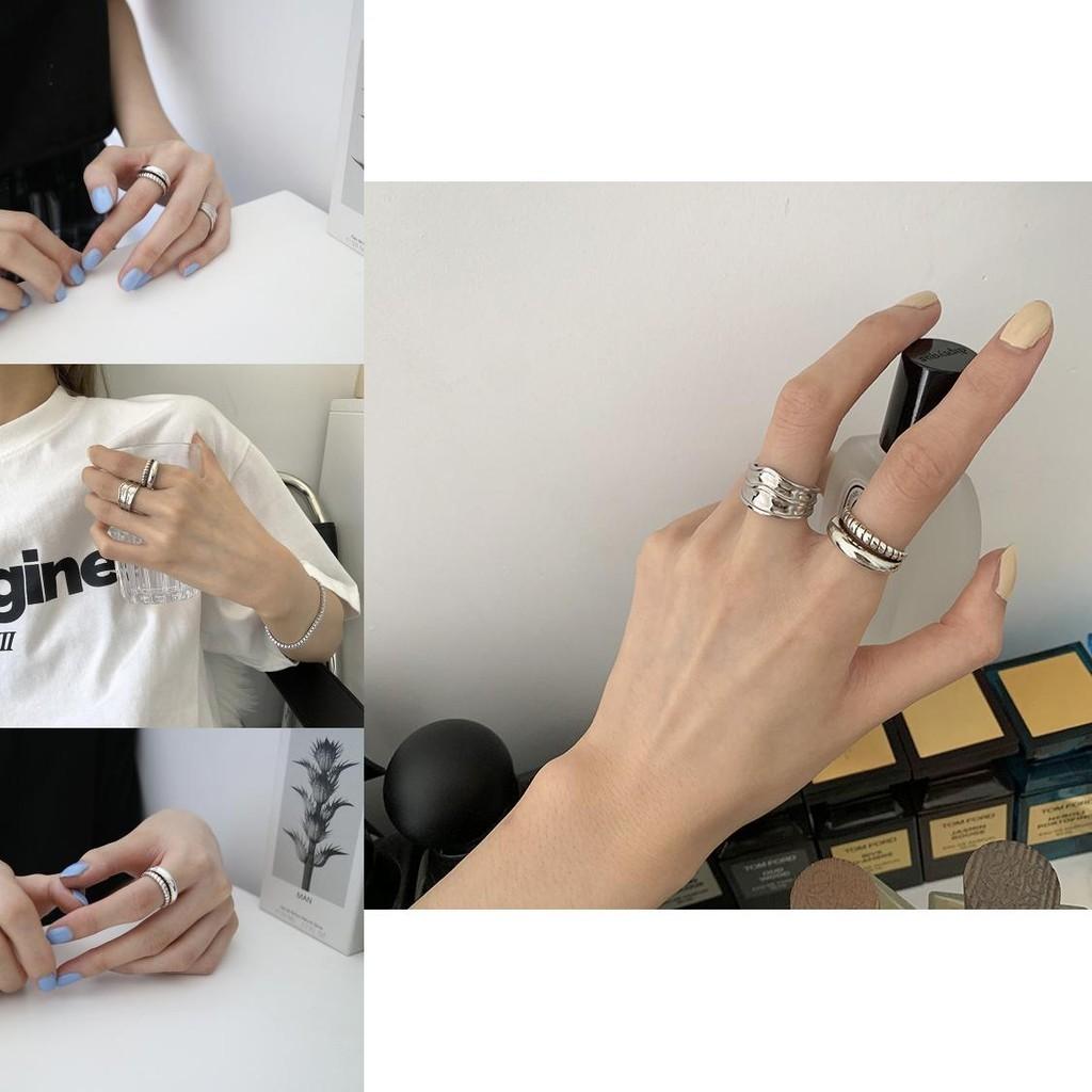 Vintage Inspired Korean 925 Sterling Silver Adjustable Twisted Double Layer Ring