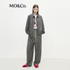 MO&Co. Plaid Lapel Collar Long Sleeve Top