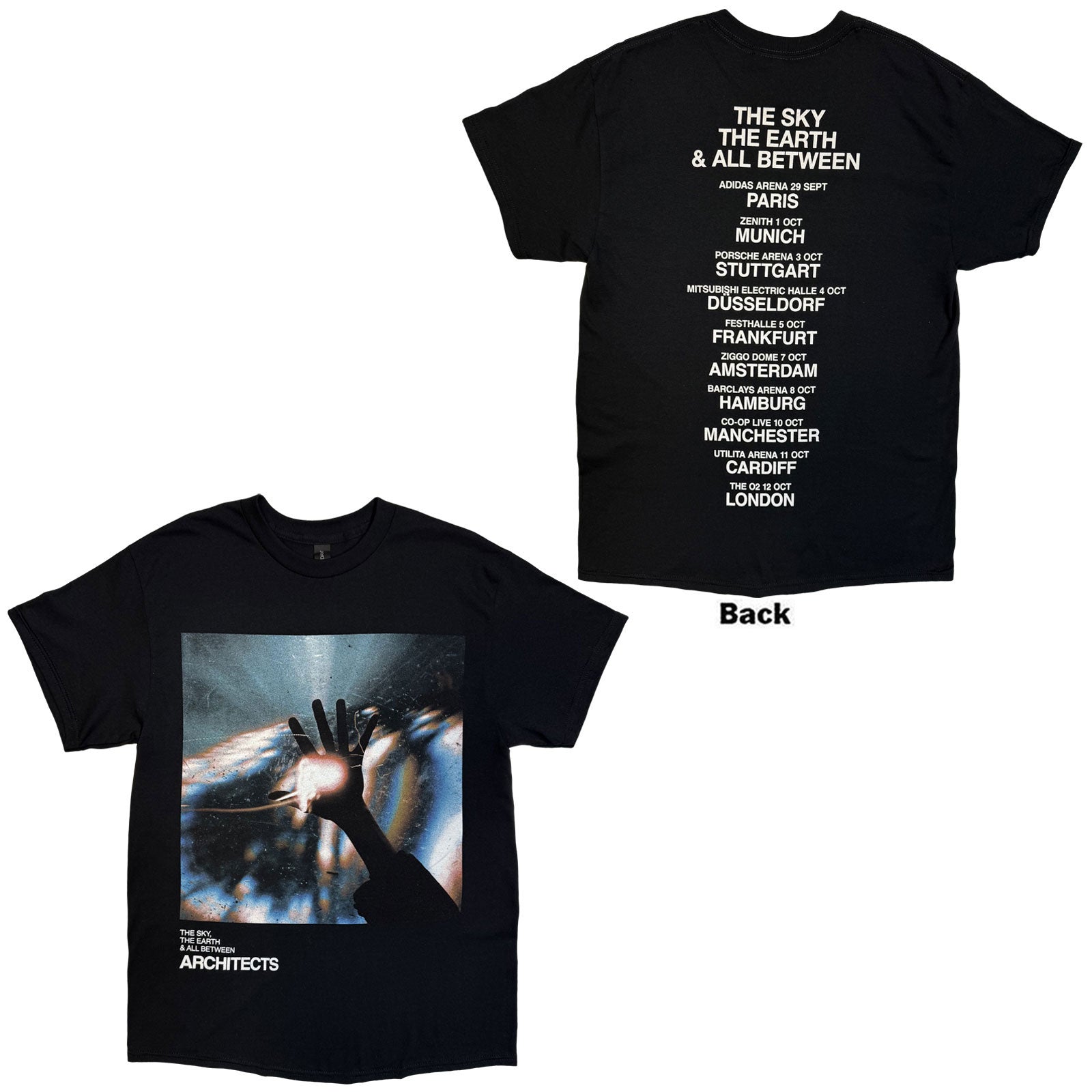 Architects TShirt TSTE AB EU Tour October 25 Black Back Print ExTour S