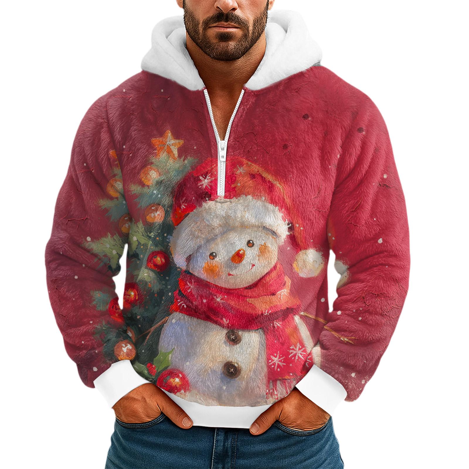 

Мужское плюшевое худи с капюшоном на молнии до середины XXL