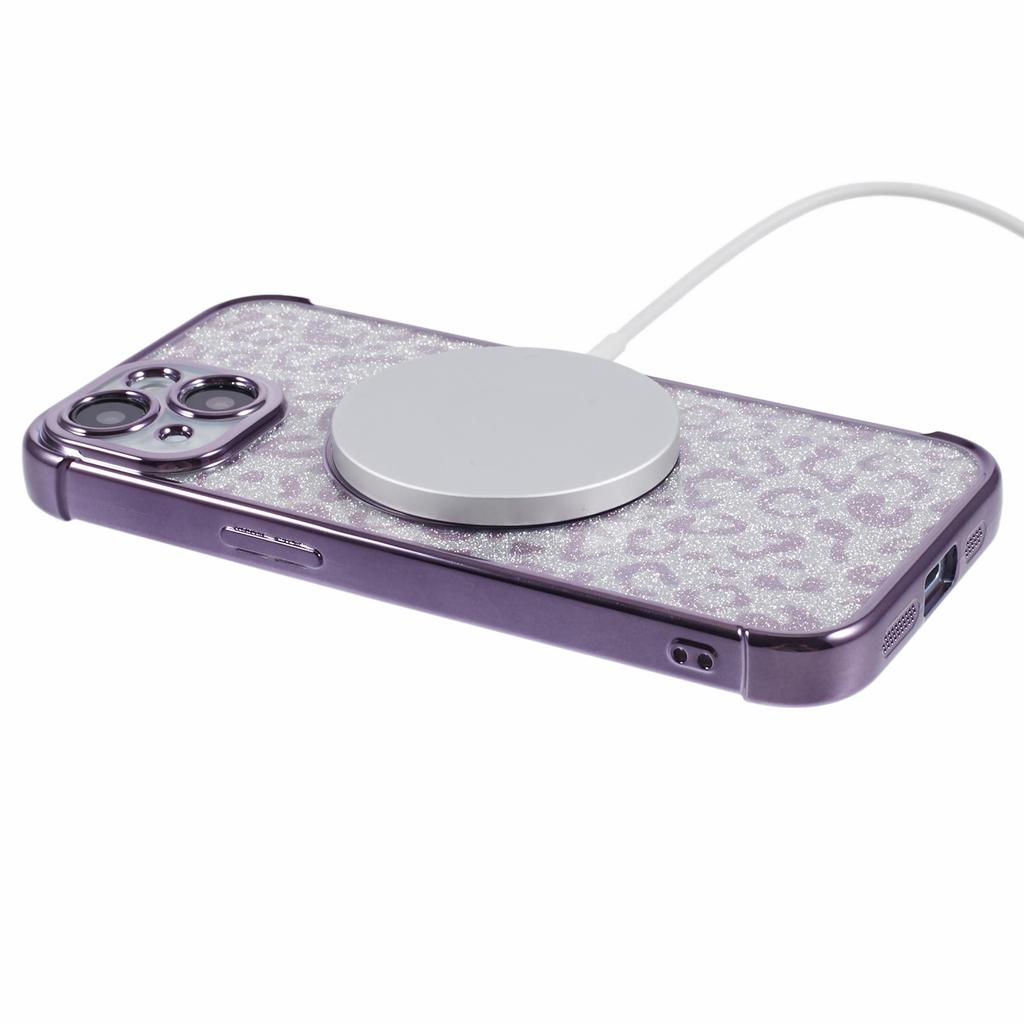 HRF Serie für iPhone 14 TPU Hülle Leopard Galvanisierte Abdeckung Kompatibel mit MagSafe