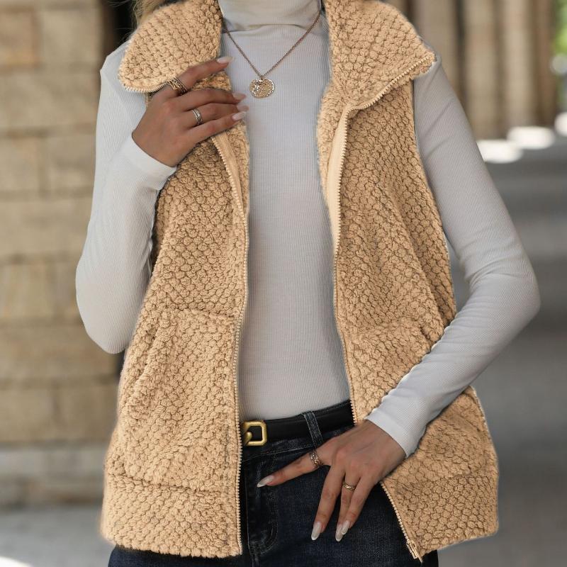 

Женская одежда, Новые осенне-зимние стили, Кардиган, На молнии, Свободный крой, Куртка с карманами, Двусторонний плюш, Жилет, Зимний теплый внутренний слой XXL абрикосовый