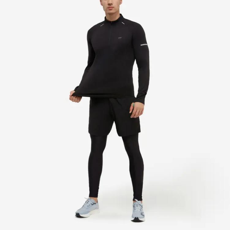 DECATHLON KIPRUN 500 Series Sweat-Wicking Breathable Comfortable Long Sleeve T-Shirt Men's Smoky Black