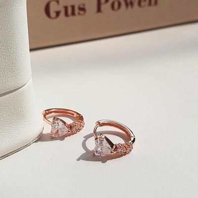 Women's Simple Jewelry Heart Cubic Ring Earrings