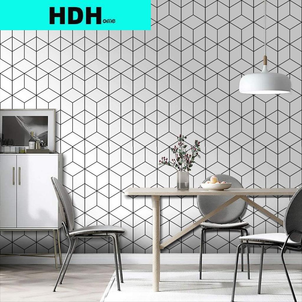 10M Black and White Wallpaper Geometric Wallpaper Peel and Stick Modern Stripe Hexagon Removable Self Adhesive Wall Paper