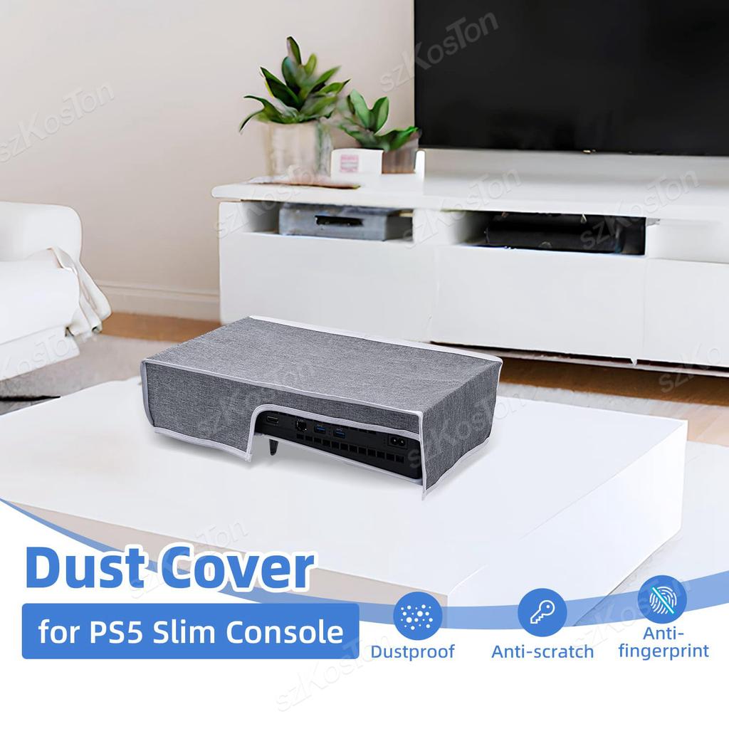 Für PS5 Slim Spielekonsole Oxford-Stoff Kratzschutz Horizontale Staubschutzhülle Silikon-Staubstopfen für PS5 Slim Zubehör