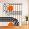 Abstract Mid Century Shower Curtain Arch Sun Moon Minimalist Geometric Curve Stripes Fabric Christmas Landscape Bth Curtain Hook
