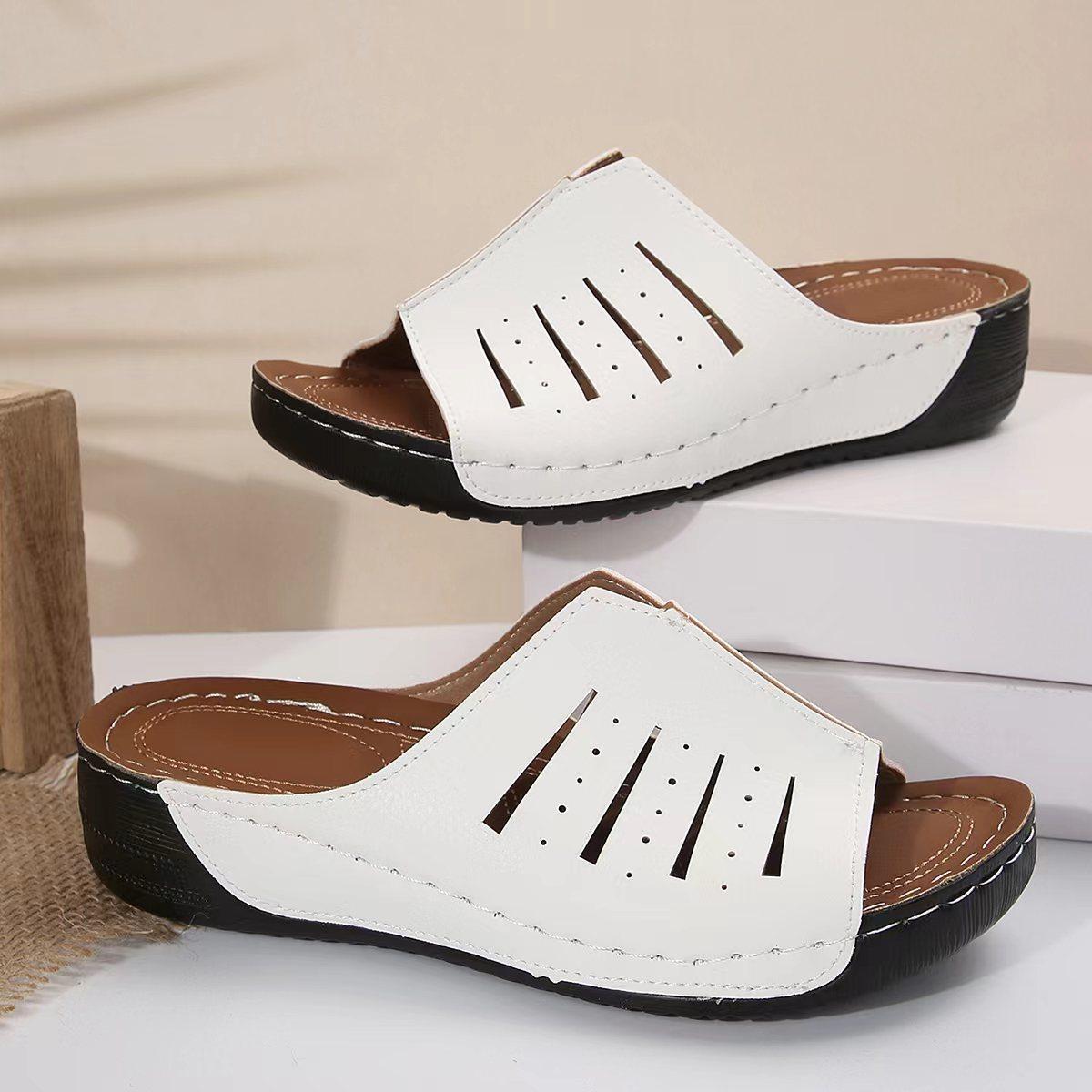 

2025 new summer foreign trade slope heel platform women s shoes sandals large size platform slippers casual women s sandals 43 белый