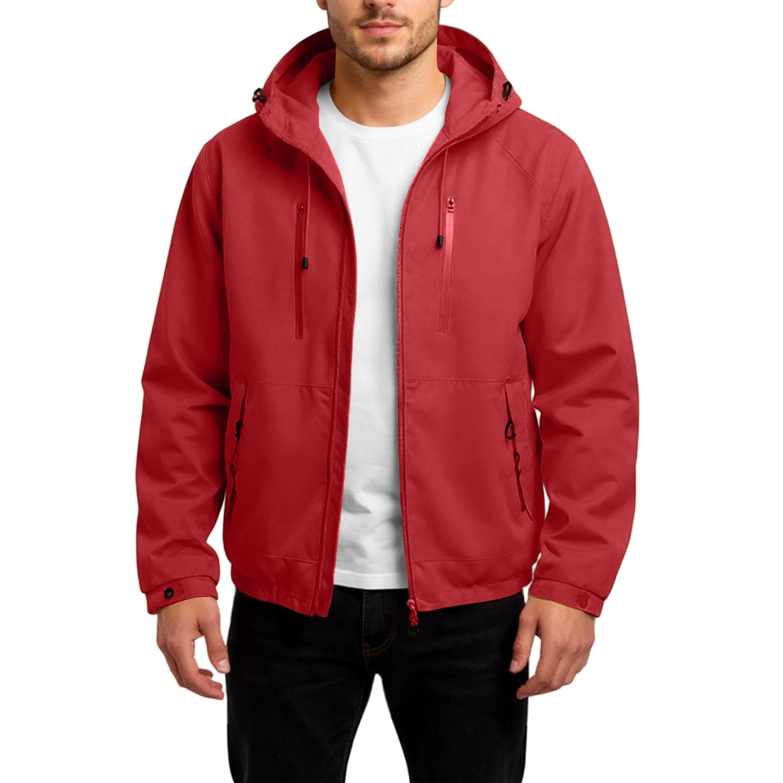 

Men s Fashion Leisure Hooded Hood Outdoor Jacket Coat XXL червоний