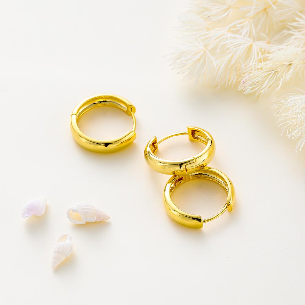 14K 18K Gold Plated Round Circle Gold Plated Hoop Earrings For Women Korean Fashion Ring Earrings Jewelry Accessories
