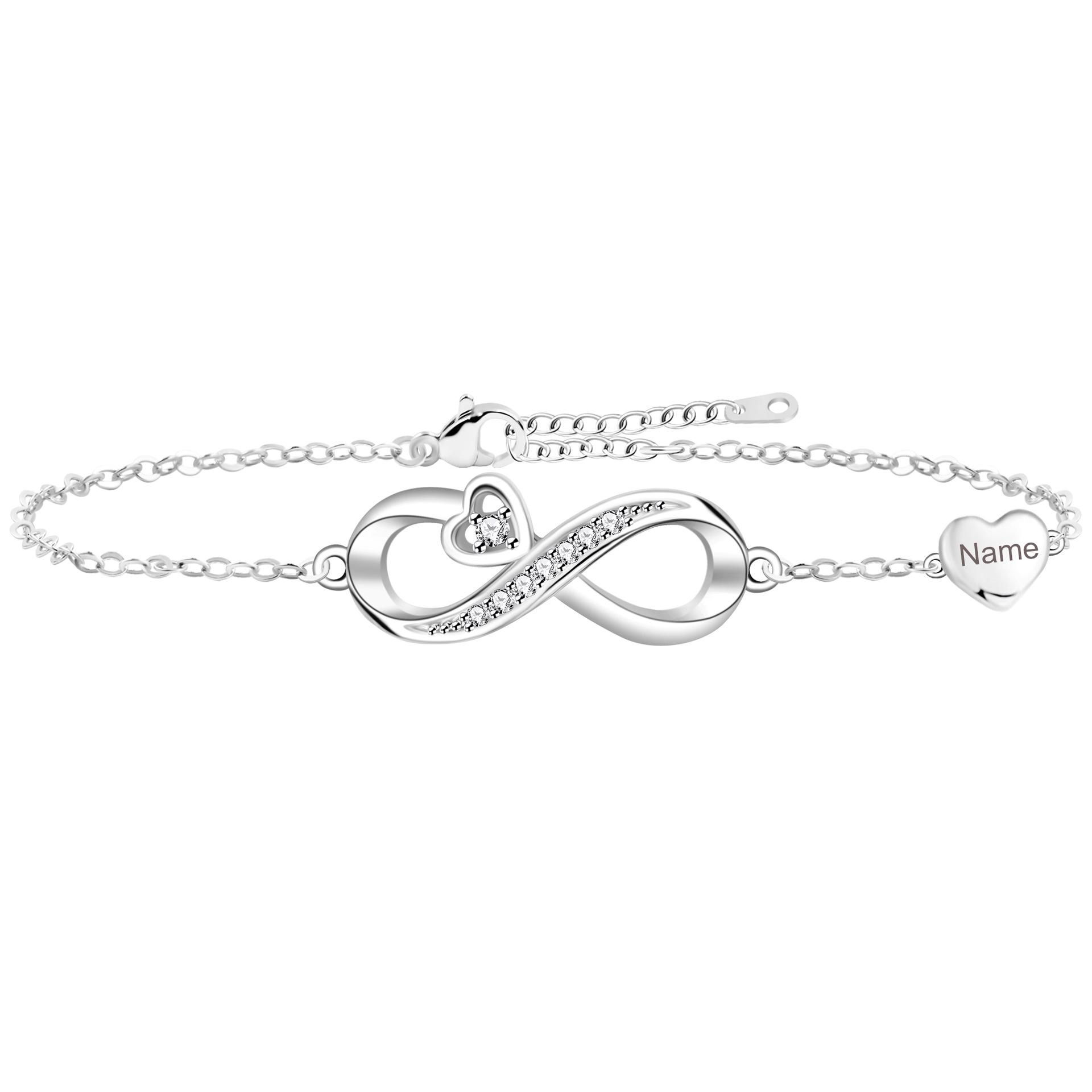 

Европейский и американский стиль Браслет с бесконечным символом и цирконовым сердцем: Нишевый Роскошный Подарок для Неё