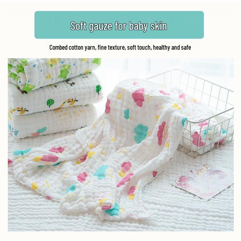 Ultra-Soft Baby Bath Towel - Pure Cotton Gauze, Absorbent, Six Layer for Newborns & Children