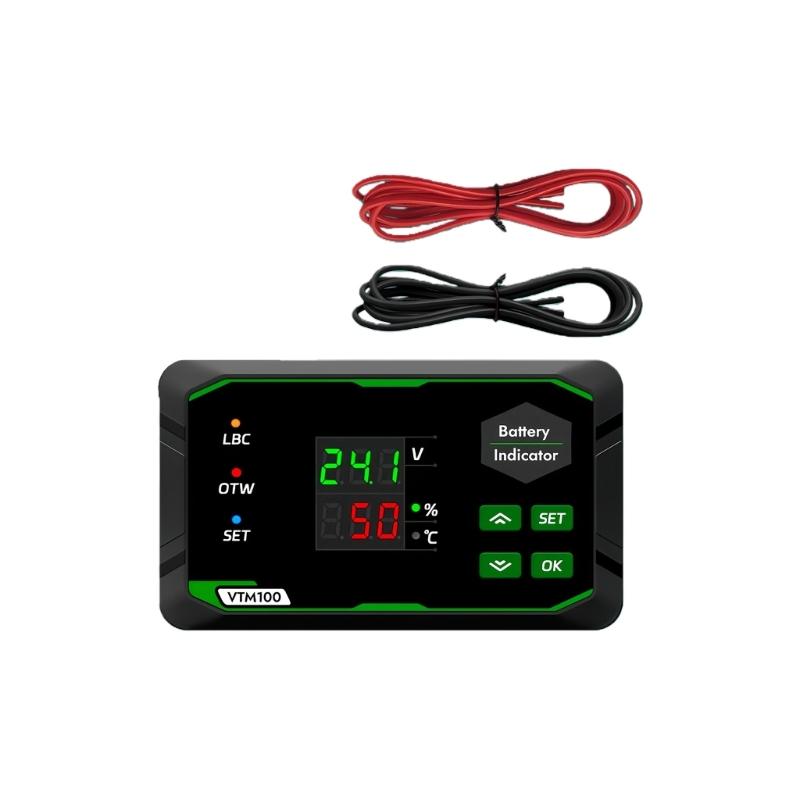

Double Screen Battery Capacity Monitor With Alarms For Lithium Acid Iron Batteries Multifunctional Battery Gauge