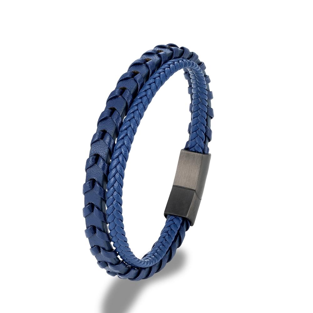 Simple Leather Bracelet For Men Genuine Handmade Braided Leather Cuff Bangle Black Stainless Steel Magnetic Clasp