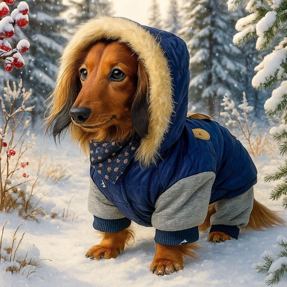 Windproof Pet Cotton Coat Waterproof Winter Dog Clothes Dog Jumpsuit Pet Hooded  Daily Walk