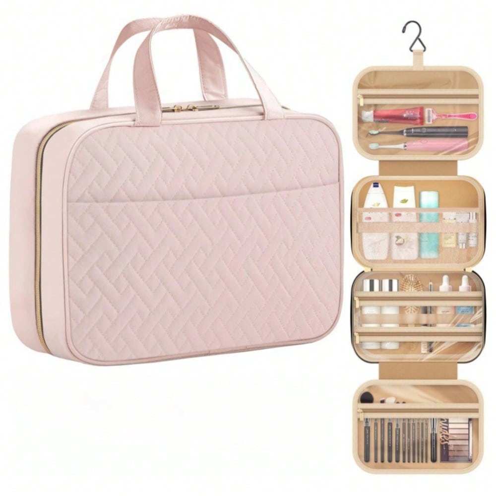 Trousse de toilette de voyage avec crochet Trousse de toilette Trousse à cosmétiques Sac de voyage portable tendance pink multicolore