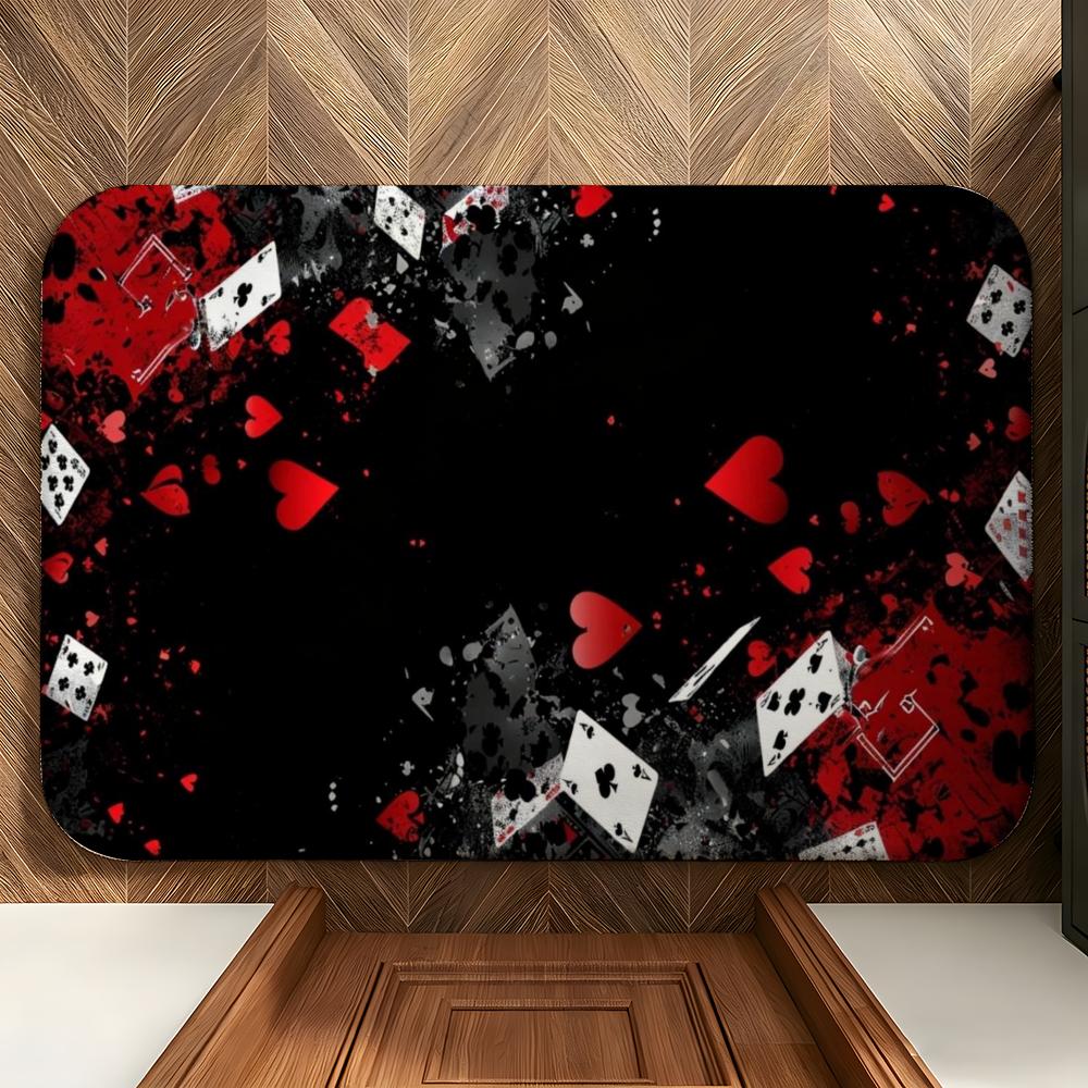 Game P-Poker Suit A-Ace Floor Mat Soft Flannel Entrance Door Mat Non Slip Absorbent Bathroom Bedroom Floor Rug