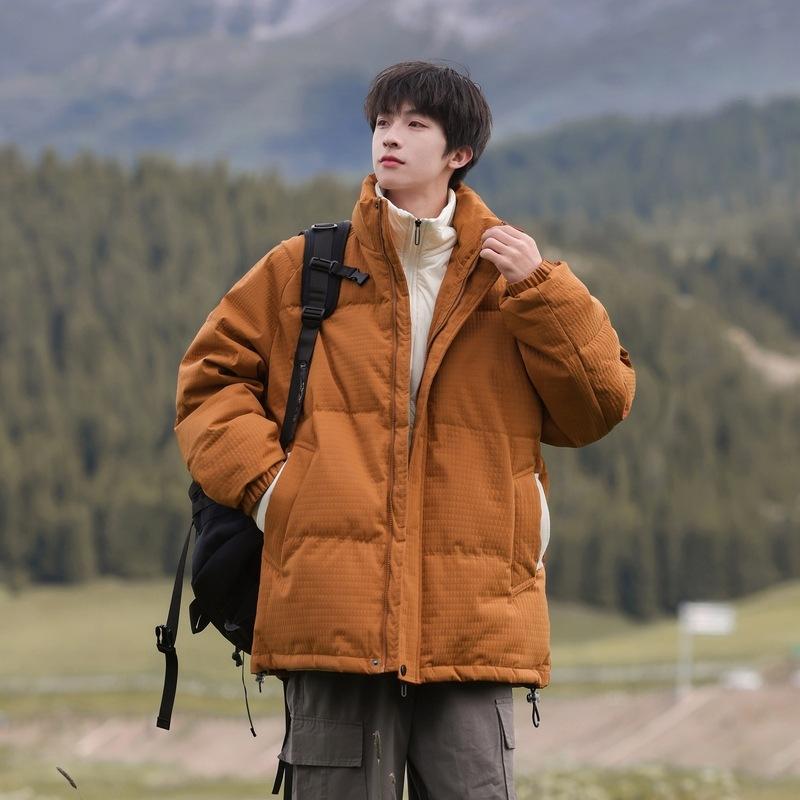 New stand-up collar thickened windproof and warm simple versatile fashion explosion winter couple white duck down jacket