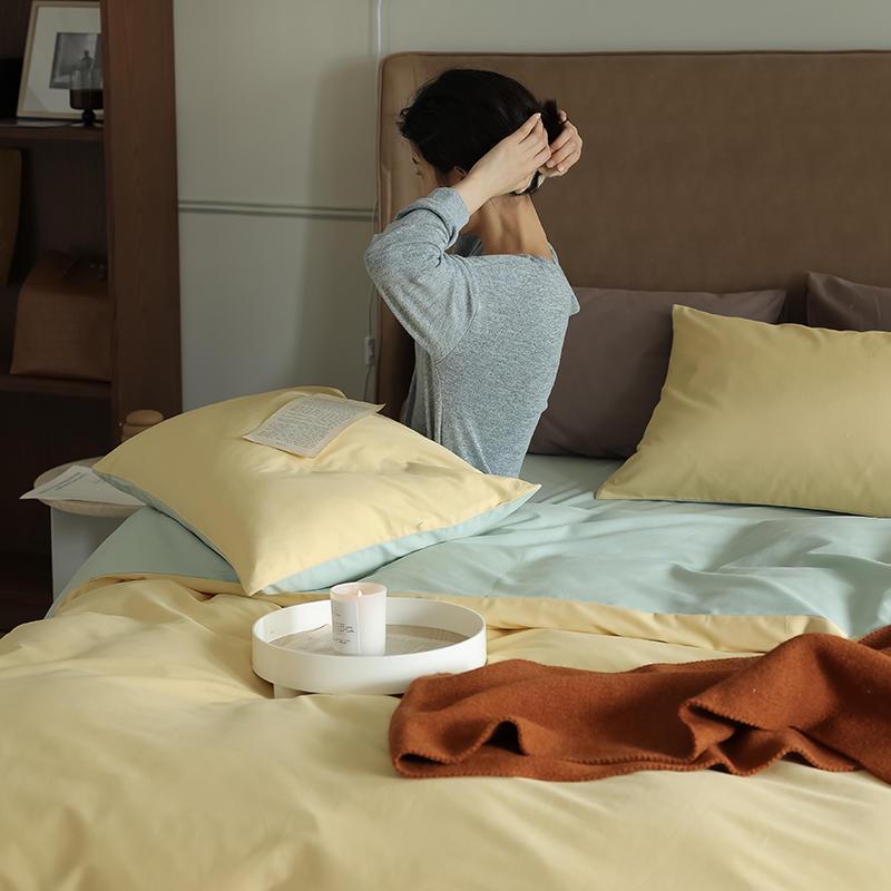 Luxurious 100% Cotton Brushed Four-Piece Bedding Set for Autumn/Winter, All Cotton Duvet Cover, Bed Sheet, Long Staple Cotton